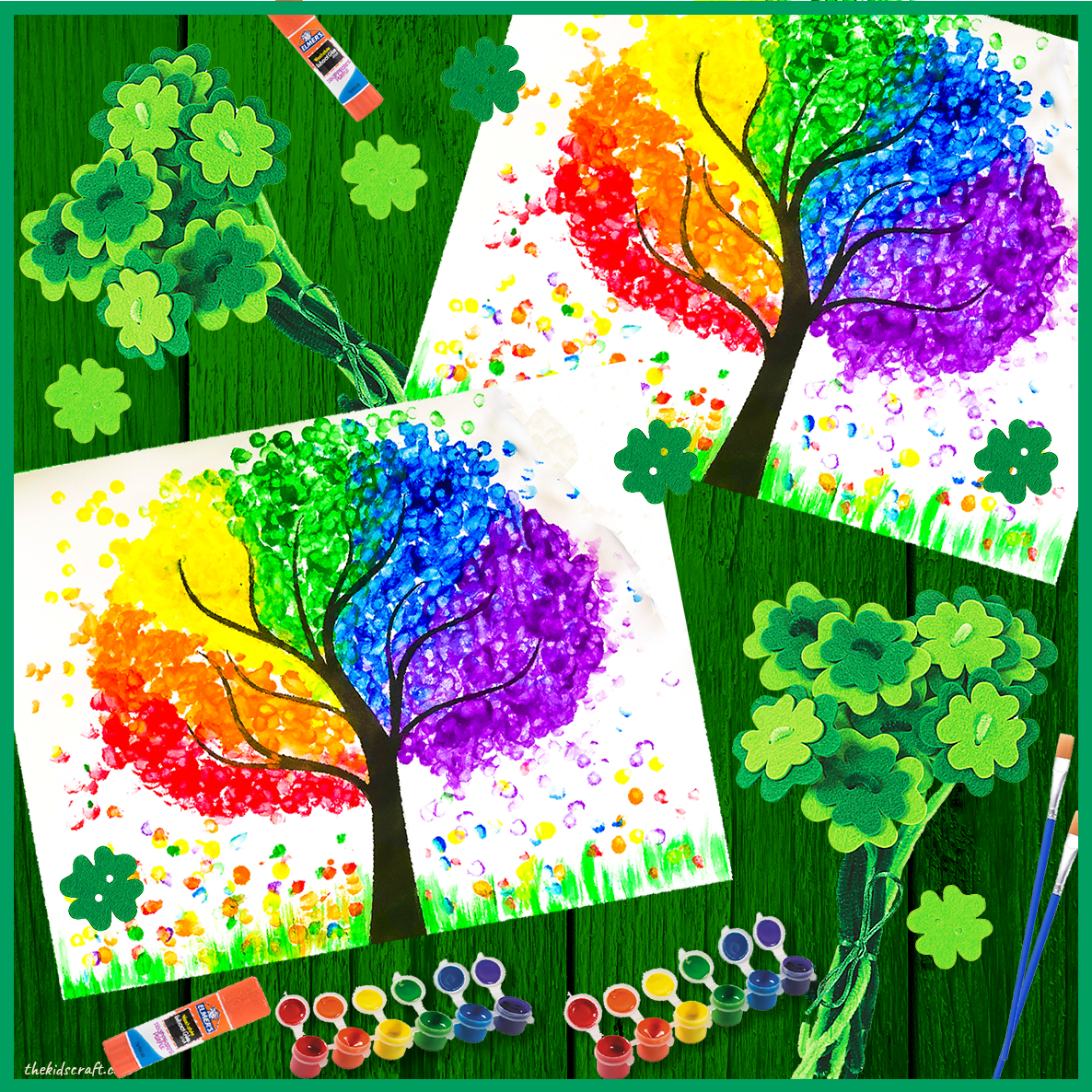 Magical Rainbow Tree Art DIY Craft Kit (Pack of 2, 6 or 12 kits), St Patrick's Craft
